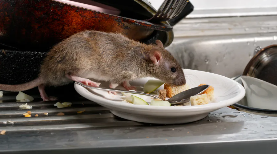 a rat running around a kitchen before rodent control gurnee il
